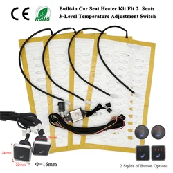 Universal Built-In Car Seat Heater Kit Fit 2 Seats 12V Alloy Wire Heating Pads 3 Levels Dual Control Heated Switch System