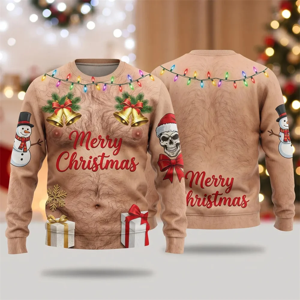 3D-Druck Fake-Muskel-Haut-Humor-Cosplay-Hässliches Sweatshirt für Herren, Frohe Weihnachten, Persönlichkeit, Party, Neuartiger Pullover, lustiges Geschenk – Detail 9
