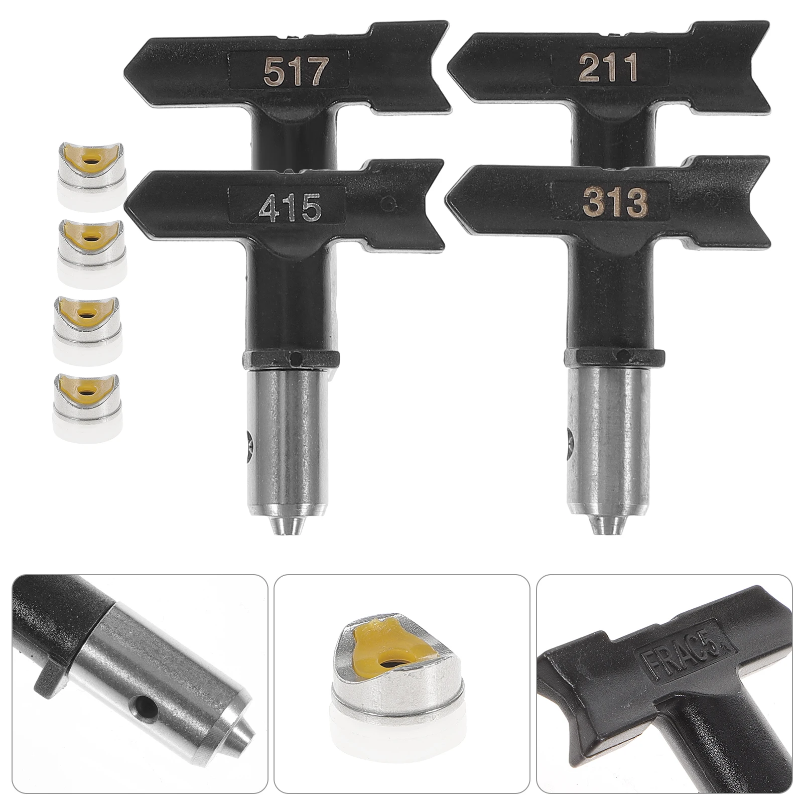 

4Pcs Spray Gun Nozzle for Painting Airless Sprayer Tips Stainless Steel Plastic Durable Easy Install Stable Spraying Home
