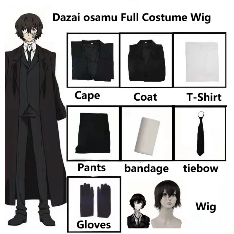 Bungou Stray Dogs Men Women Nakahara Chuuya Cosplay Costume Wig Hat Glove Jacket Pants Female Chuya Nakahara Cosplay Suit