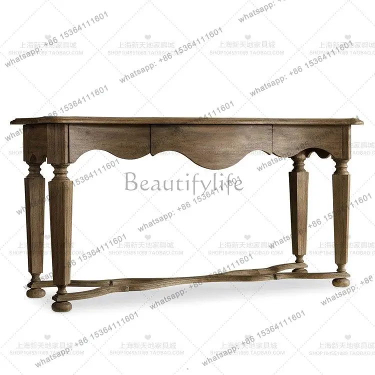 French rural simple solid wood foyer entrance cabinet, American retro entrance table, sofa back a few meals side entrance table