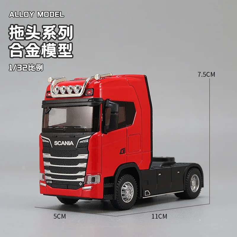 1:32 Alloy Tractor Head Truck Model Light Sound Pull Back Function Heavy Duty Container Truck Cab Desktop Display CollectionGift