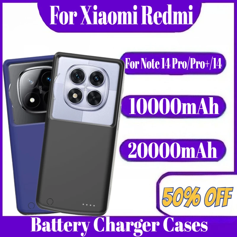 

10000mAh 20000mAh Battery Charger Cases For Xiaomi Redmi Note 14 Pro/14Pro+ Note14 Portable Power Bank Cover