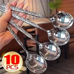 Stainless Steel Soup Spoon Creativity Ice Cracks Long Handle Spoons for Ice Cream Dessert Scoops Tablespoon Kitchen Accessories