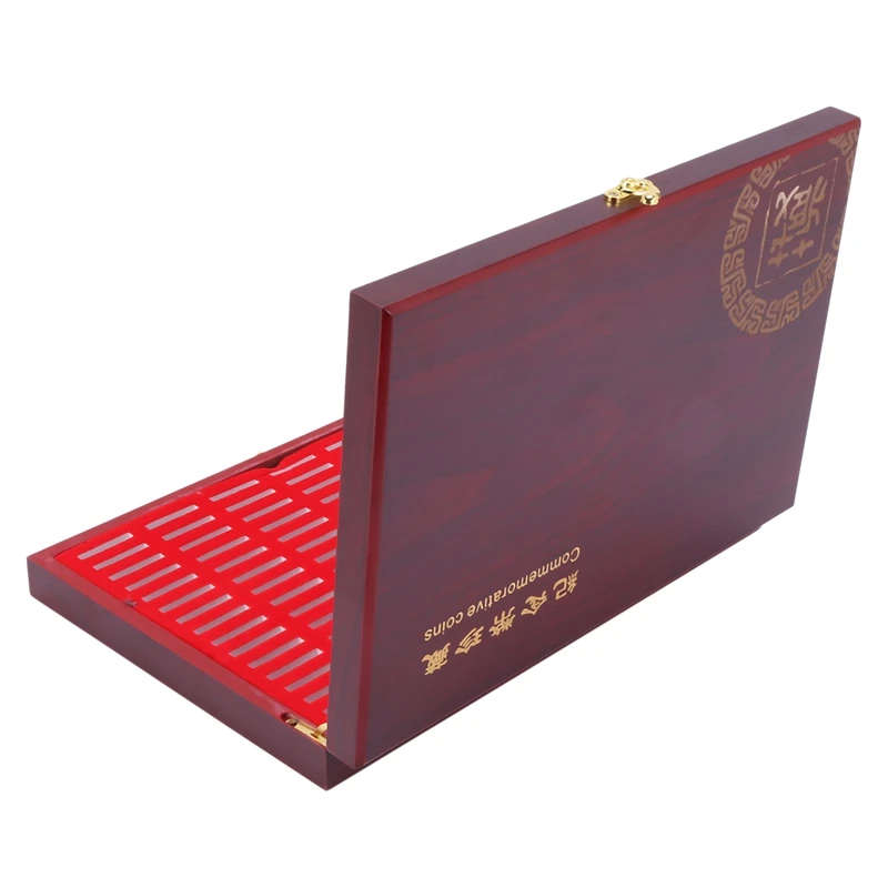 XTECH 100Pcs Round Wood Coins Case Storage Holders Display Wooden Commemorative Collection Box Home Decoration