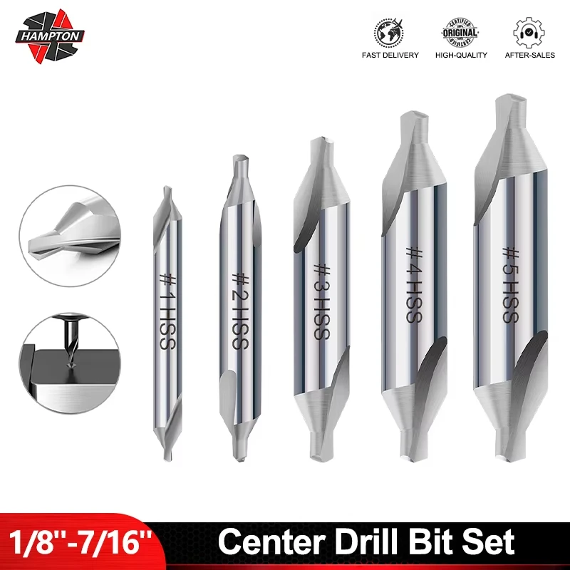 HAMPTON Drill Bit HSS 4341 60 Degrees British Center Drill Bit 1/8