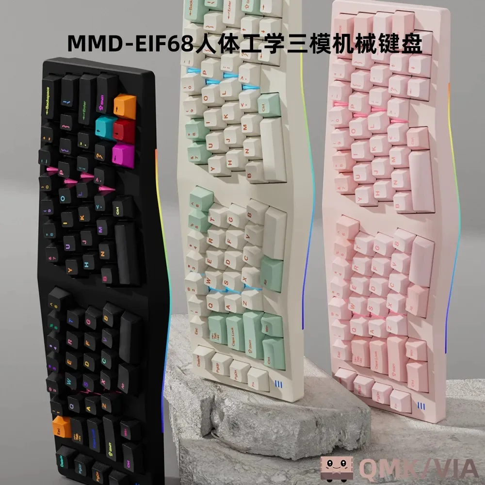 MMD · Alice EIF68 Triple-Mode Mechanical Keyboard CNC Aluminum Case Hot-Swappable Custom Keyboard VIA Supported Free Wrist Rest