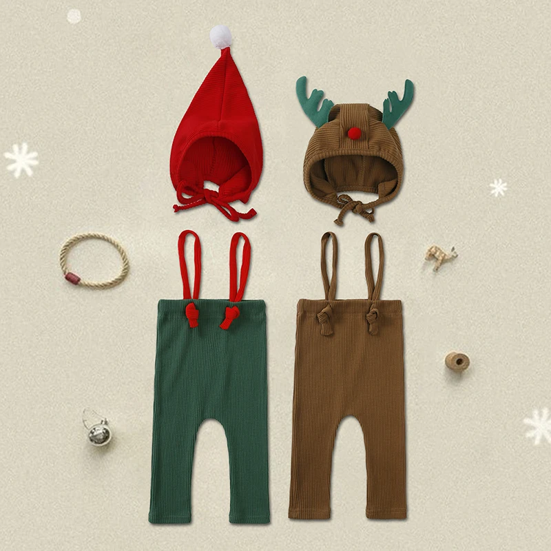2025 طفل عيد الميلاد ملابس لطيف متماسكة السراويل مع قبعة طفل الفتيات الفتيان السراويل المولود الجديد ملابس الطفل القطن الوليد وتتسابق #3