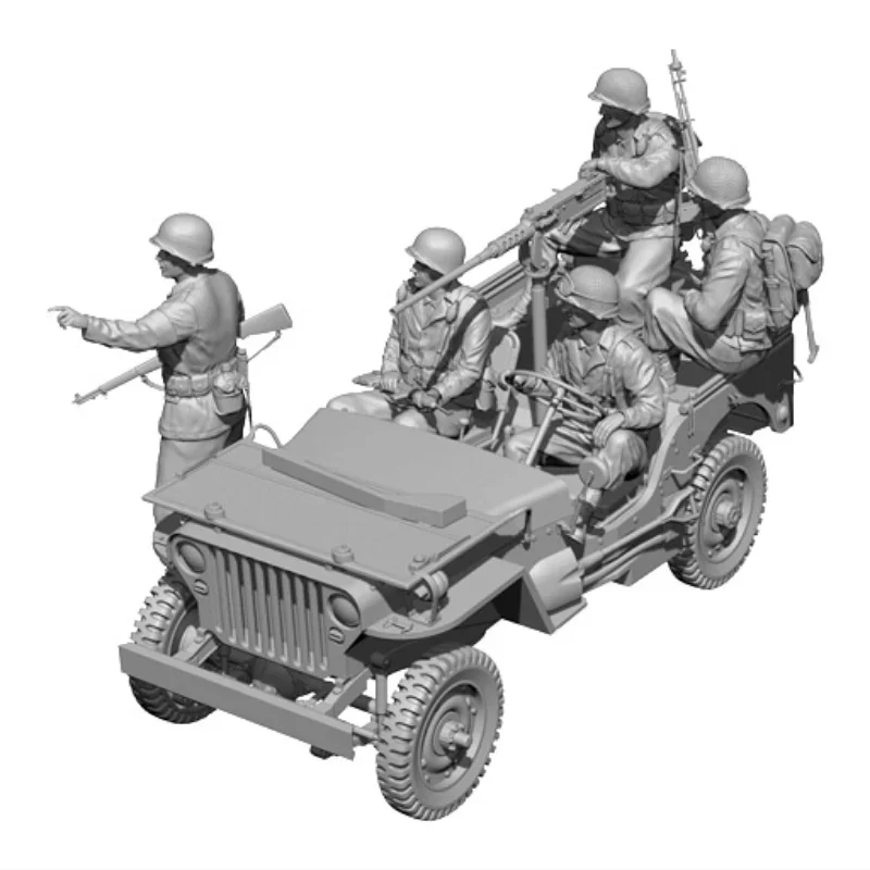 1/35 Scale Resin Figure Model Assembly Kit US Infantry and Military Police 5 People (without Jeep) Unassembled and Unpainted 907