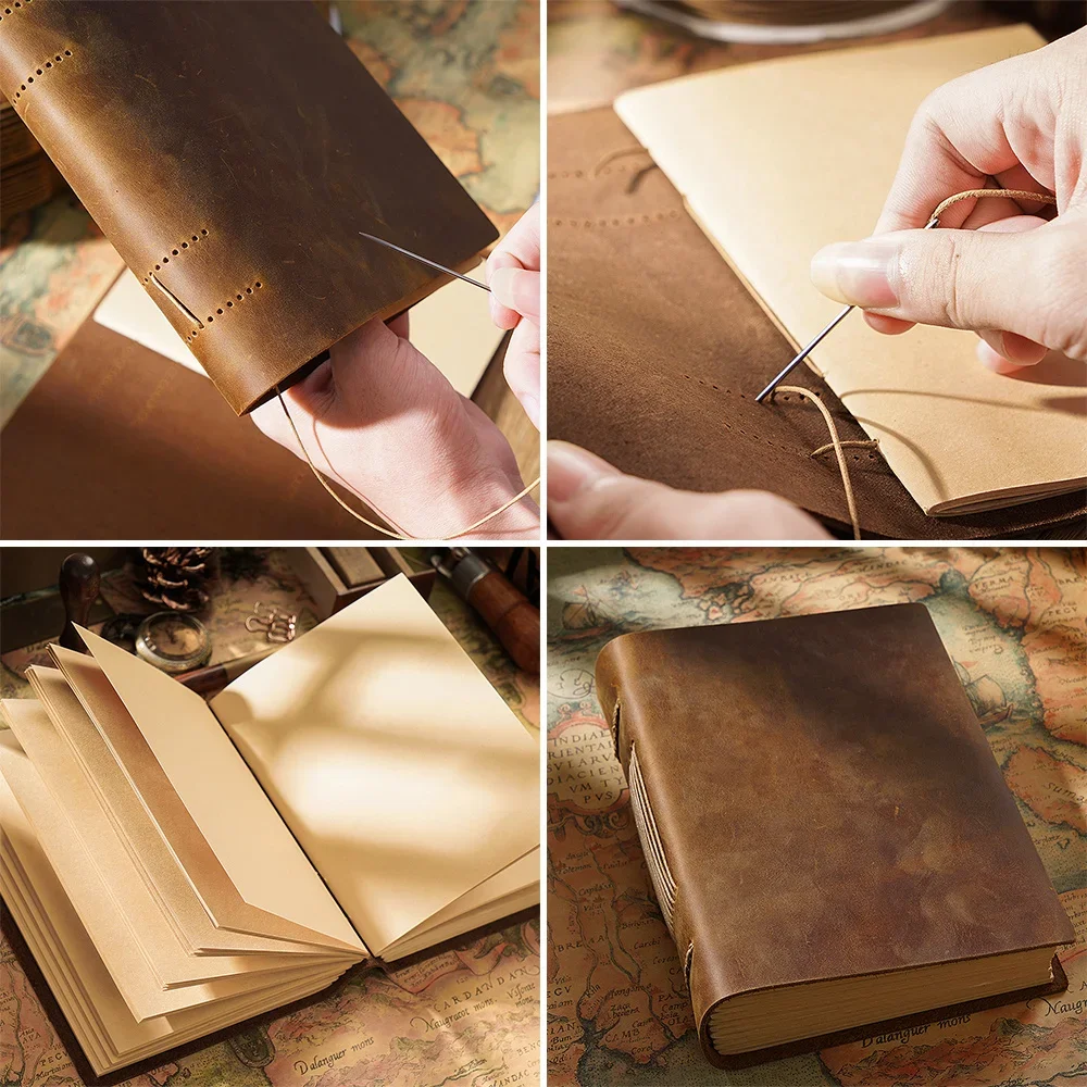 Genuine Leather Notebook Diary Vintage Notepad Cowhide Retro Planner Book Sketch Organizer Replaceable Stationery Journal Diary