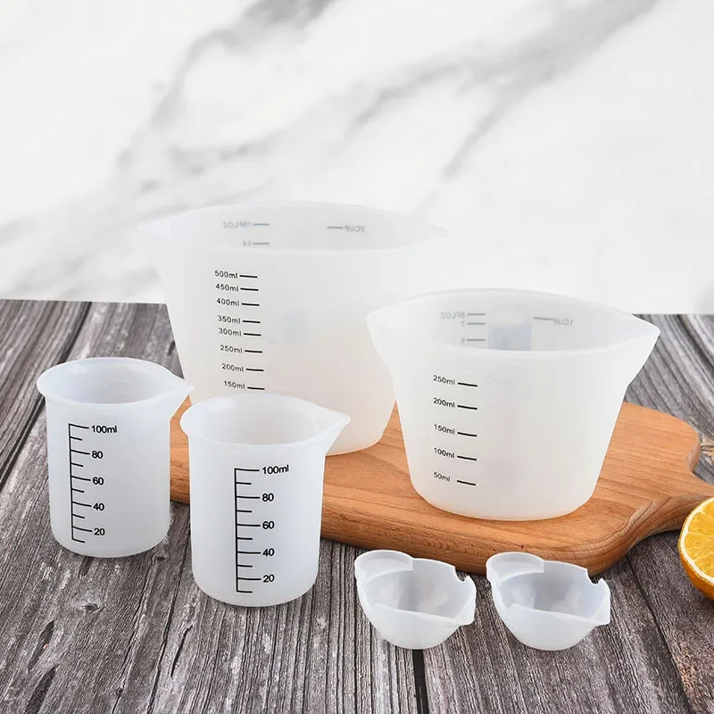 Tasse à mesurer en silicone avec échelle transparente, qualité alimentaire, durable, antiarina, bricolage, gâteau, élection, bijoux en résine xy, outils de cuisson de cuisine exécutifs