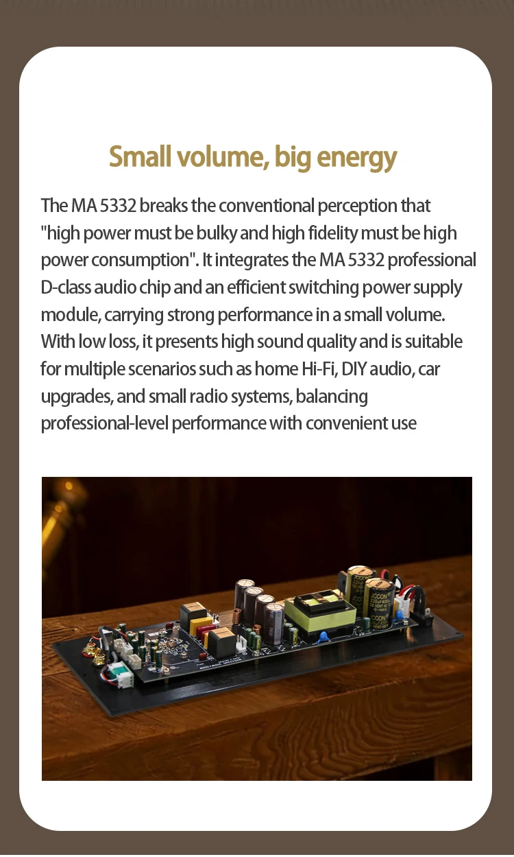 Ysaio Ma5332Ms Pure Power Amplifier Hochleistungs-Digitalverstärkerplatine Hifi Audiophile-Qualität Zweikanalmodul 2X200W – Detail 2