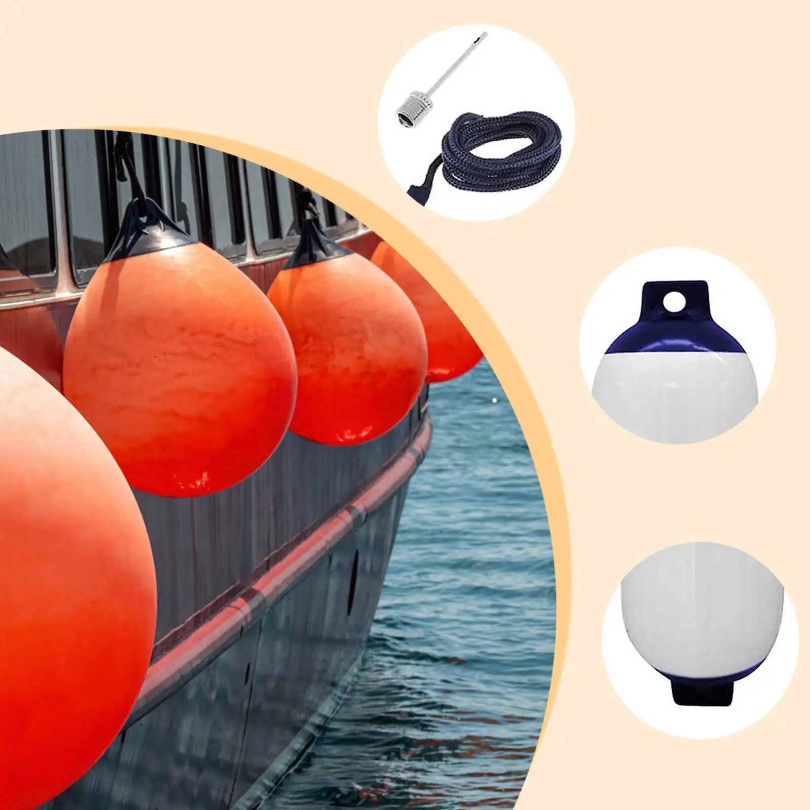 4Pcs Boat Fenders, Boat Accessories, Marine Dock Bumpers Boat Inflatable Bumpers for Fishing Boats, Boating, Mooring Cushioning view 4