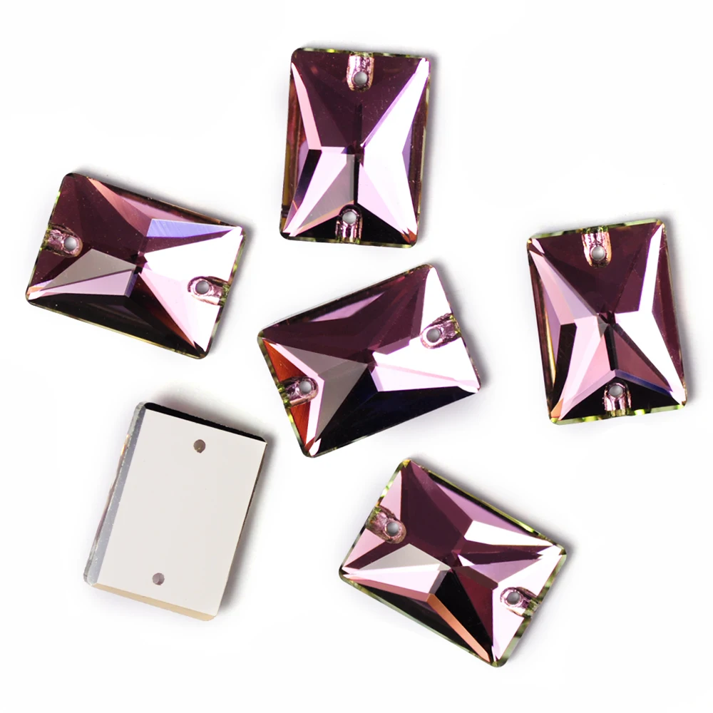 Pubrilex Rechteckige Flache Strasssteine zum Aufnähen, Glas-Strass-Kristallsteine für Kleidung und Schmuck. – Detail 10