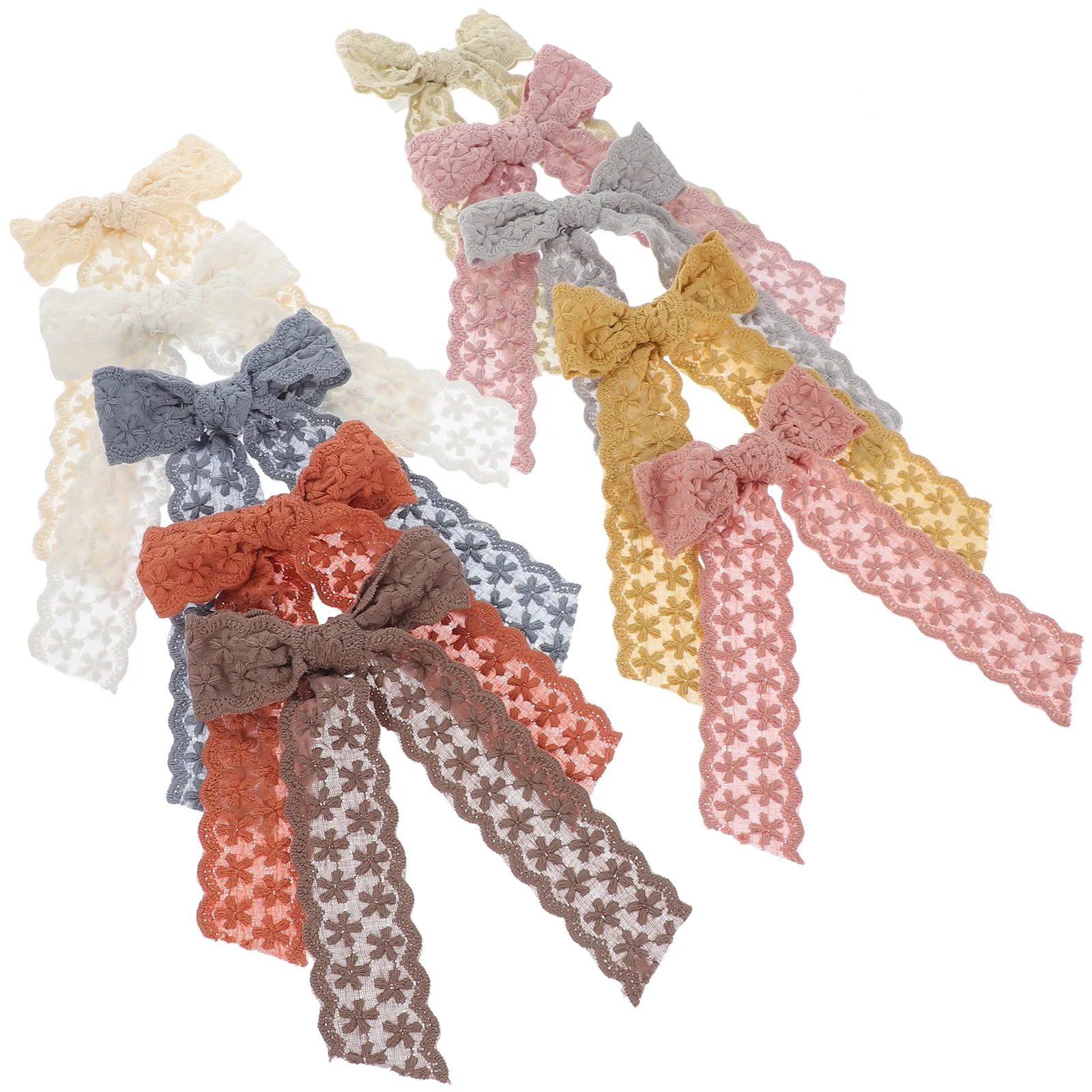 

10 pcs Vintage Bows For Girls Women Long Bow Hair Clips Cute Decorative Hair Accessories Lightweight Party Daily Wear