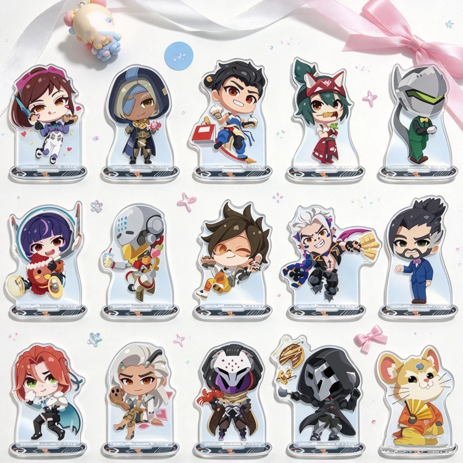 Room Decorat Fan Merch Gifts Overwatch Anime Game Acrylic Standing Sign Board Keychain 10CM D.Va/Orisa/Doomfist/Junker Queen