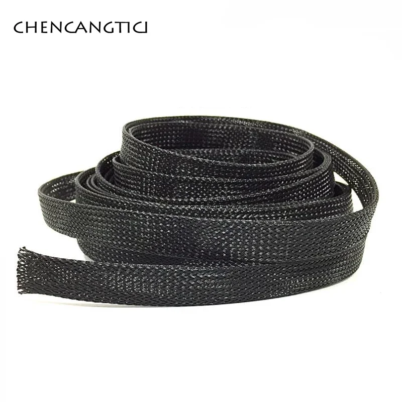 1/5/10/M Black Insulated Braid Sleeving 2/4/6/8/10/12/14/16/20/25/30/35/40 mm Tight PET Wire Cable Gland Protection Wire Sleeve