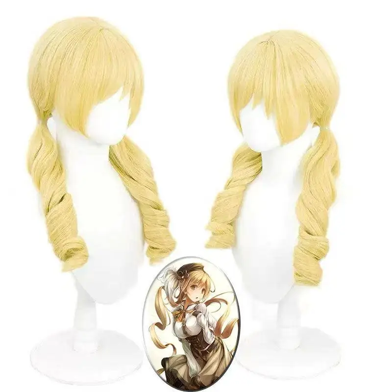 

1 piece golden twin-tail curly wig for anime magical girl Puella Magi Madoka Magica Mami Tomoe cosplay