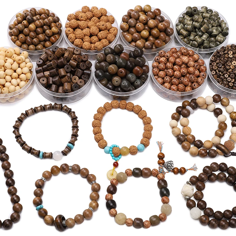 1-130pcs Vintage Natural Wood Beads Wooden Spacer Loose Beads For Crafts DIY Jewelry Making Handmade Bracelet Charms Accessories