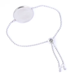 5pcs stainless steel slide bead chain bracelet setting blanks 20mm 25mm cabochon base trays diy accessories for bracelets making
