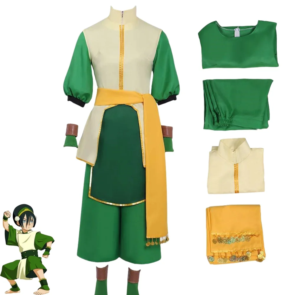 

Toph Beifong Cosplay Costumes Anime Avatar The Last Airbender Cosplay Sets Tops Pants Wigs Comic Con Roleplay Unisex