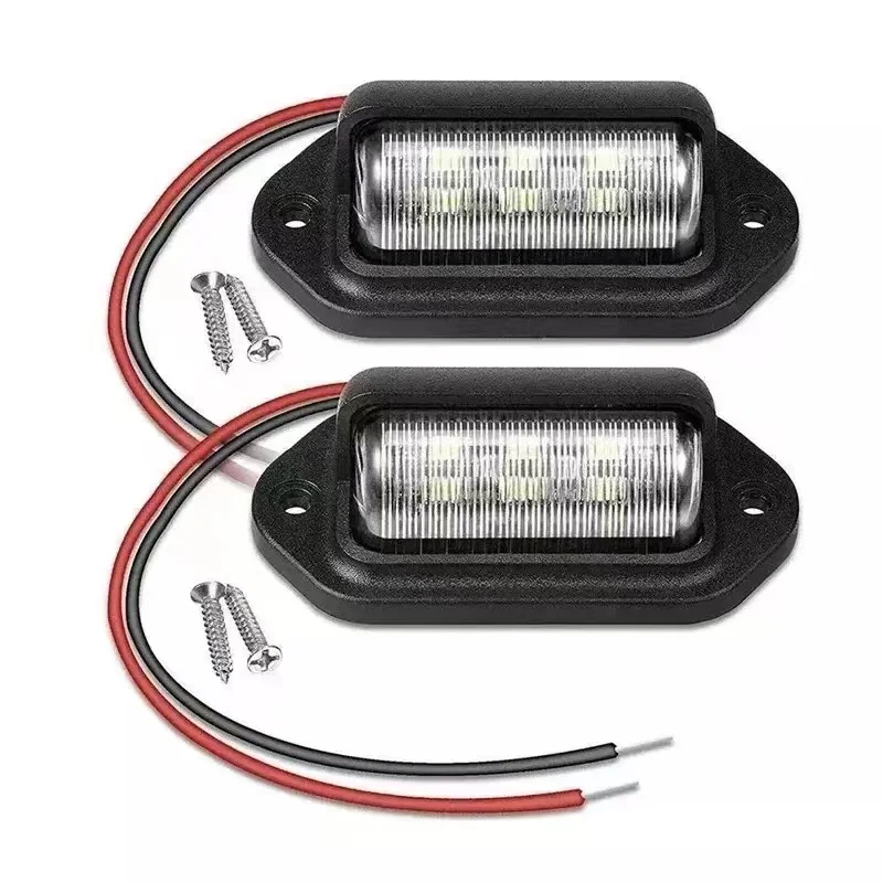 Luce targa super luminosa a 6 LED da 2 pezzi, lampada con etichetta bianca di facile installazione per rimorchio per camion SUV RV