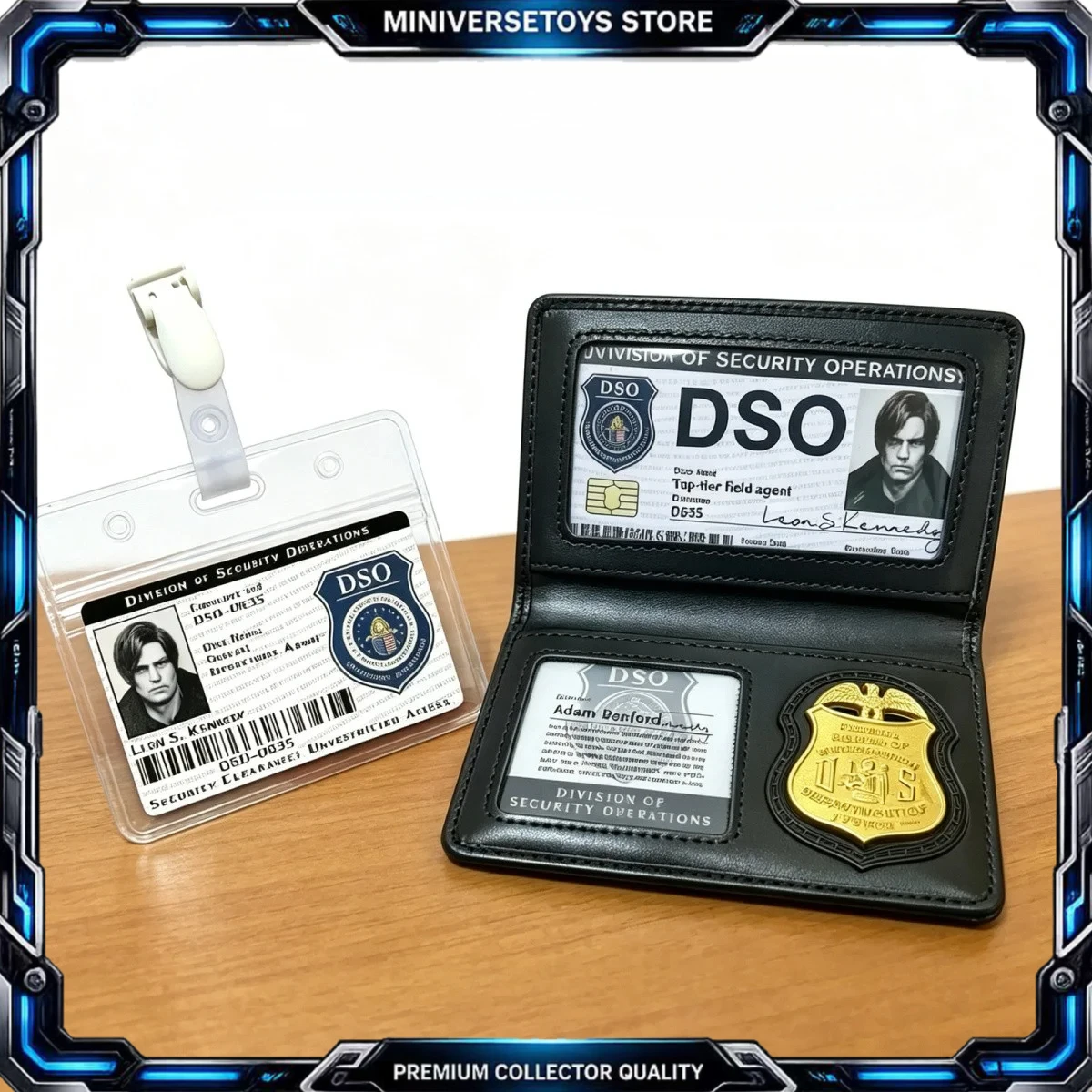 コスプレ用小道具、dso-idカードホルダーセット、レザーバッジウォレット、レオン・s・ケネディのコスチューム、ロールプレイ、展示用、コレクション、ギフト。