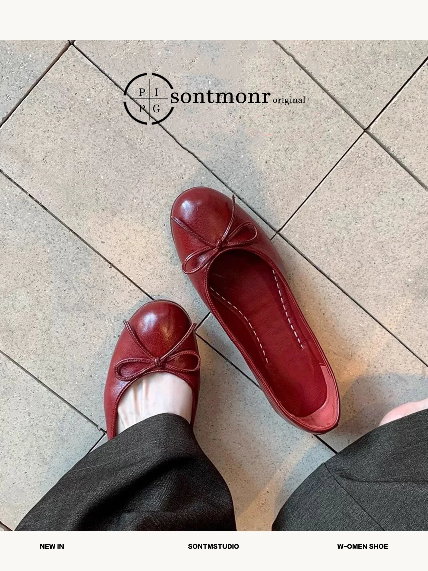 red-soft-bottom-mary-jane-single-shoes-spring-summer-new-style-slip-on-ballet-style-flat-mouth-women's-fashion-single-shoes