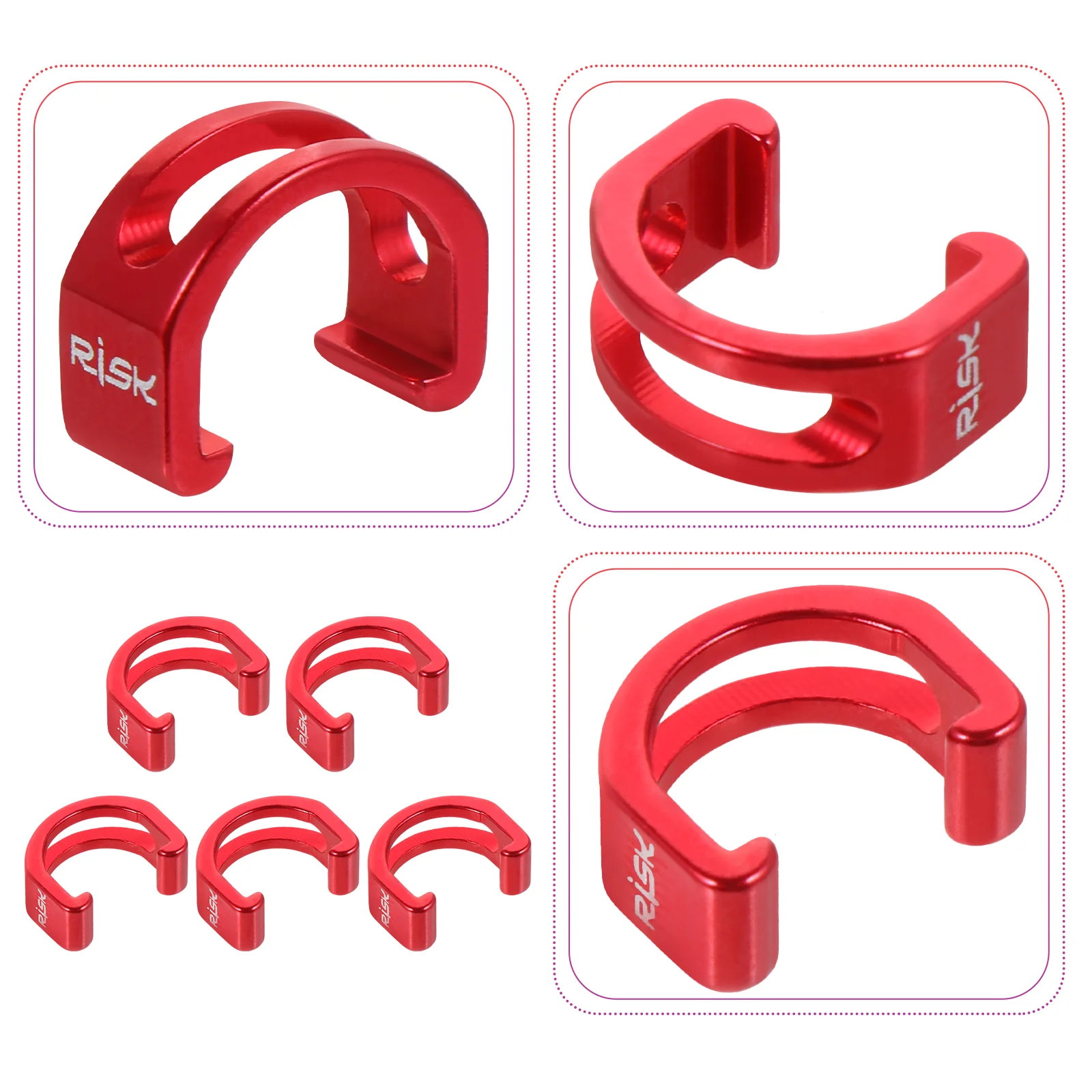 

5 Pcs Cord Clips Bicycle Buckle Bike Tubing Brake Line Shaped Red C-Clips Clamps