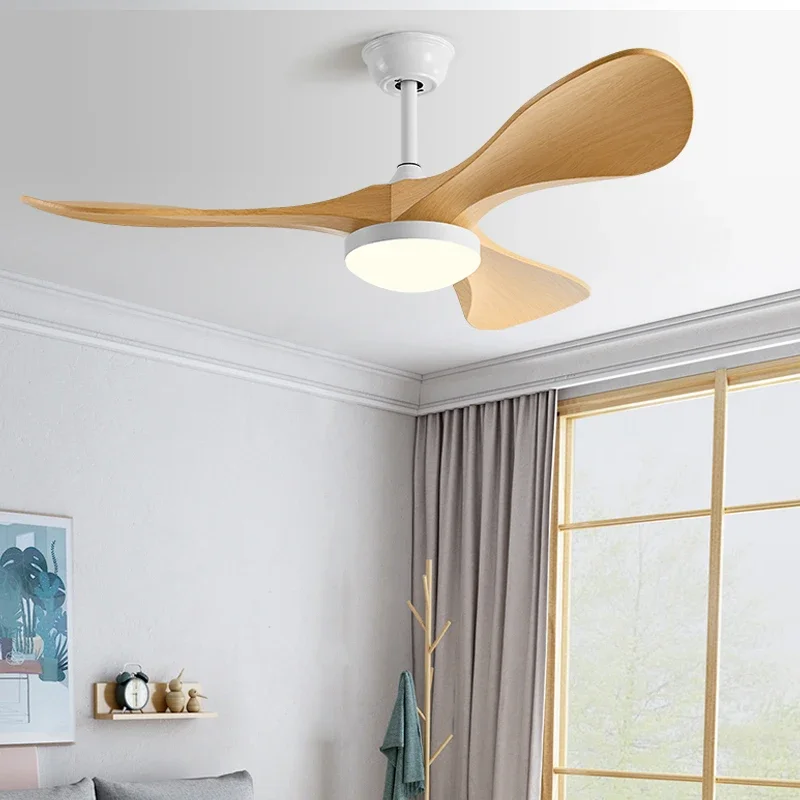 Plafonnier LED moderne avec ventilateur, ventilateur électrique muet, lampe, vent de bain, restaurant, salon, ménage, 220V, 52 pouces