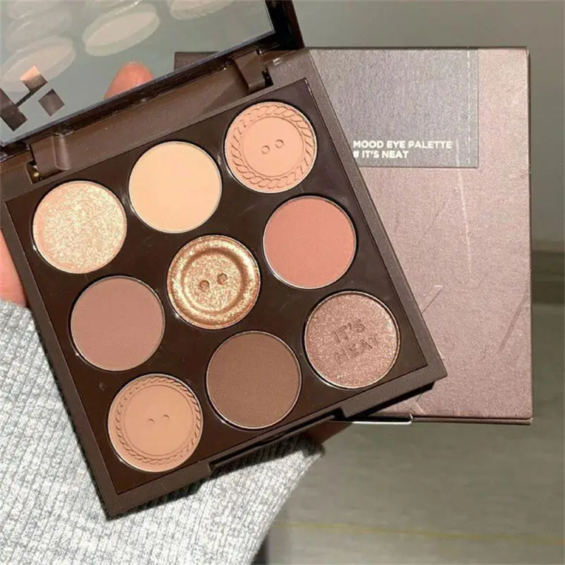 Paleta de Sombra Castanha Caramelo, 9 Cores Peroladas, Matte, Cor Terra, Lantejoulas Brilhantes, Pigmentos dos Olhos, Maquiagem Duradoura