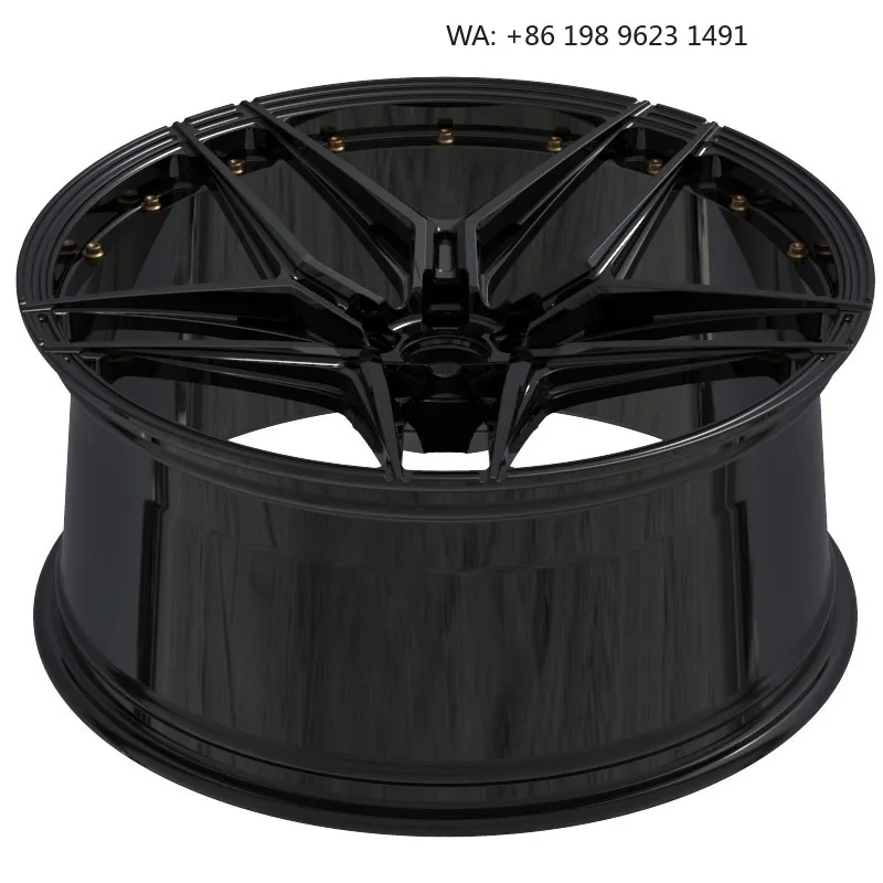 High-end customized deep concave forged alloy wheel hub, multi-inch single-piece sport rims, 5×3 PCD, gold polished finish
