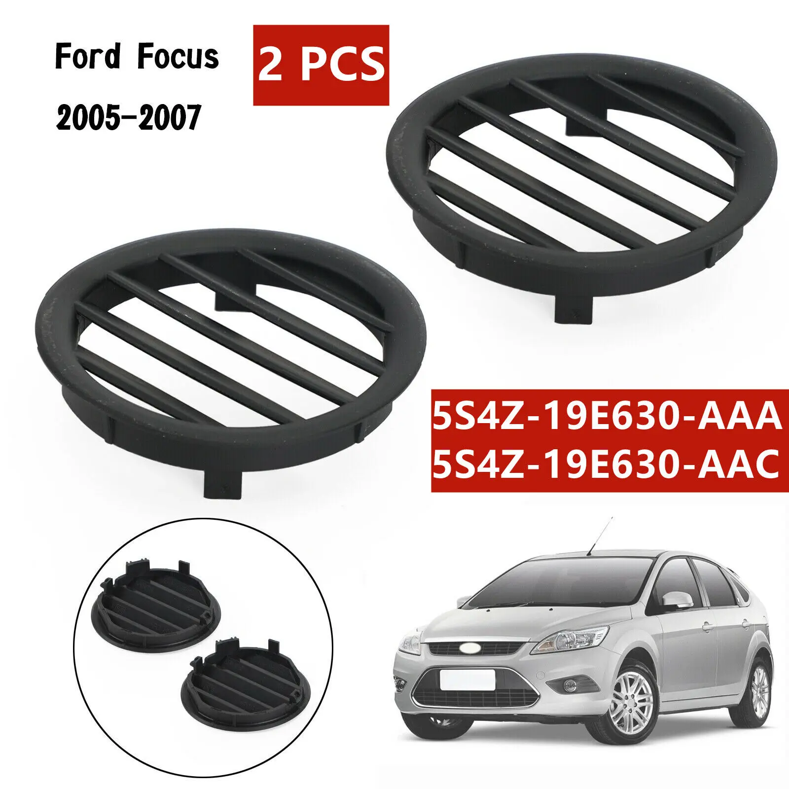 

2X Left+Right Front Air Vent Grille Black 5S4Z-19E630-AAA/C For 05-07 Ford Focus runpaoshangmao runpaoshangmao (116)