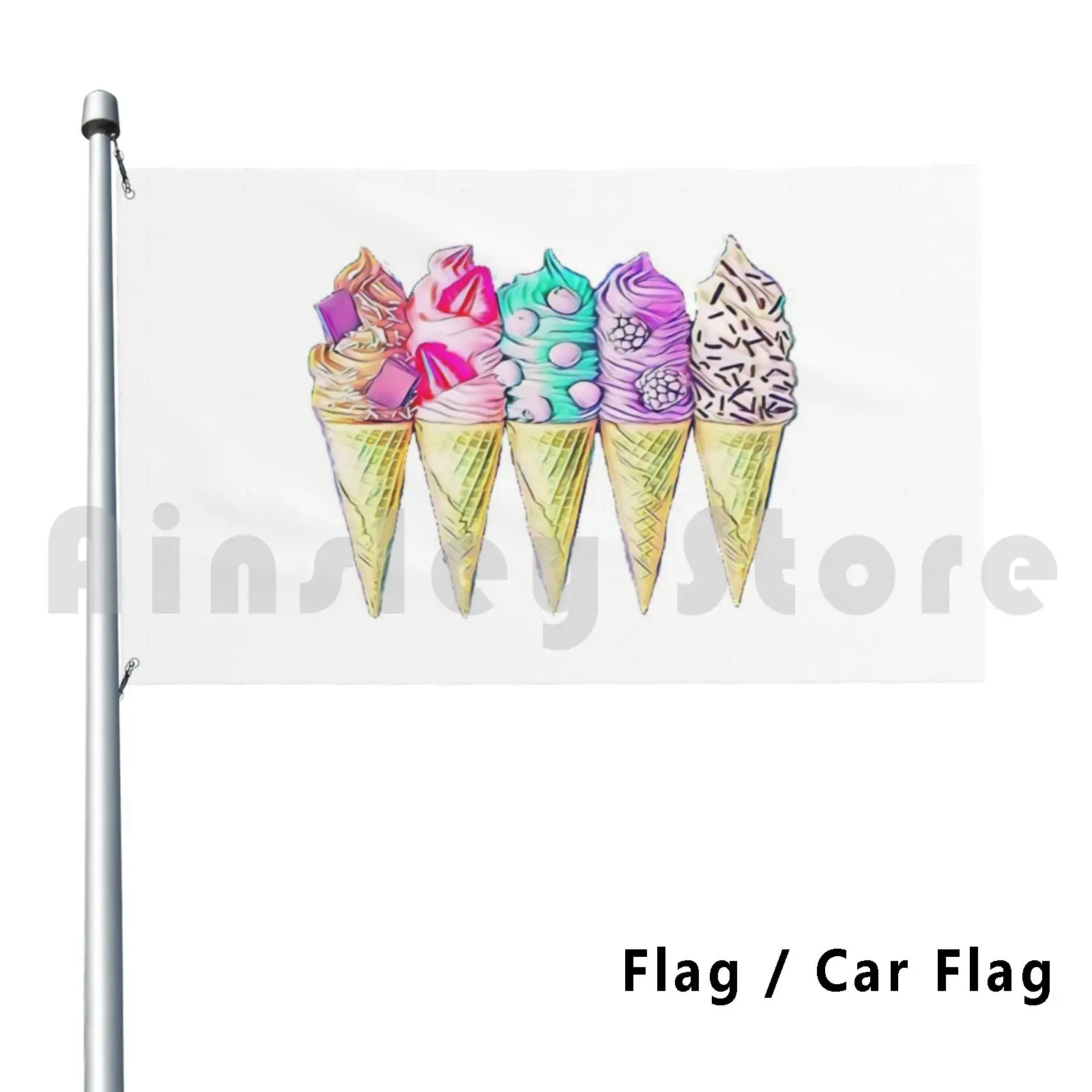 Icecream Medley Outdoor Decor Flag Car Flag Icecream Cream Luxury Icecream Whipped Cream Italy Italian Cherry Fruit