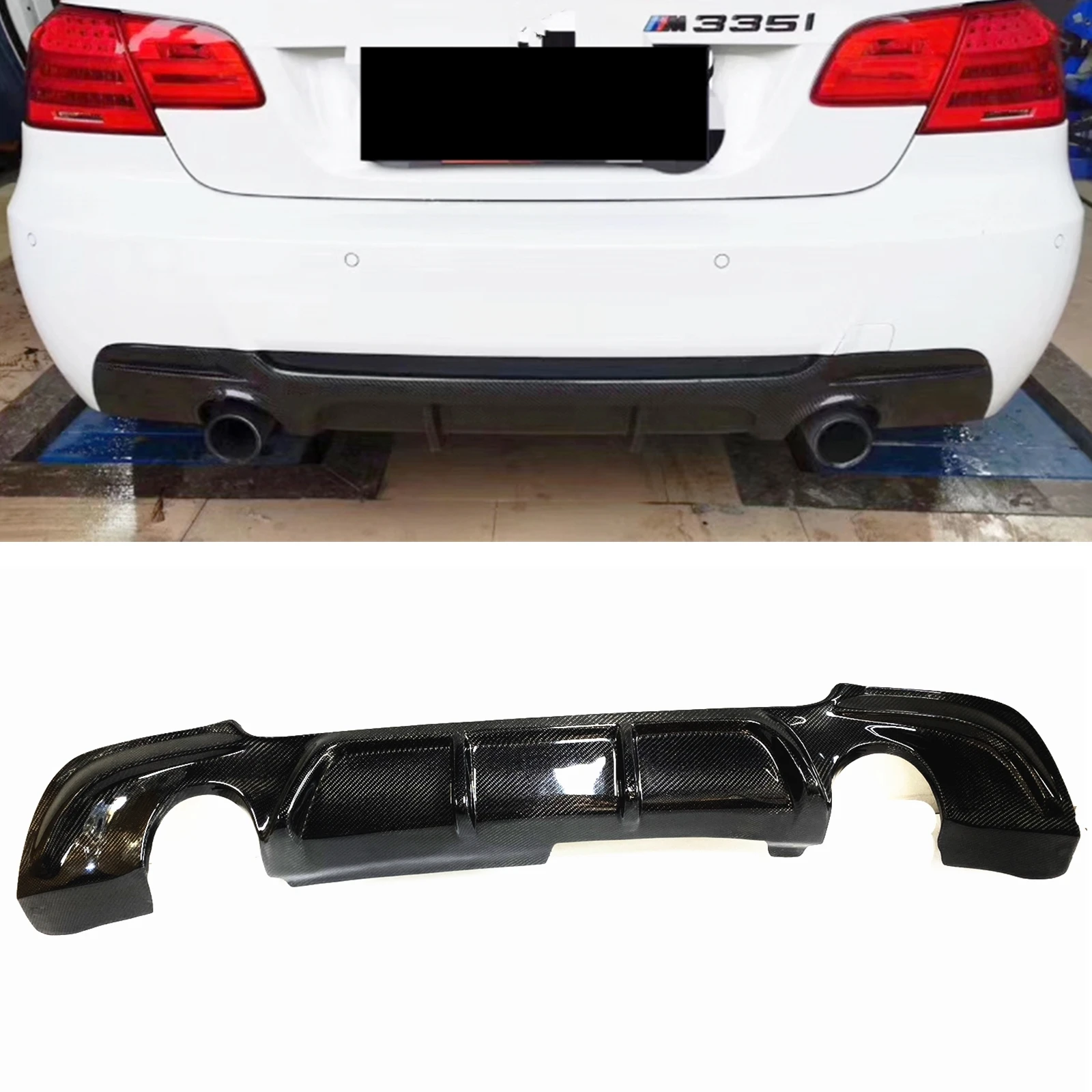 Car Bumper Rear Diffuser Lip Boot Spoiler Plate Splitter Carbon Fiber For BMW E92 E93 M Tech M Sport Bumper 2007-2012