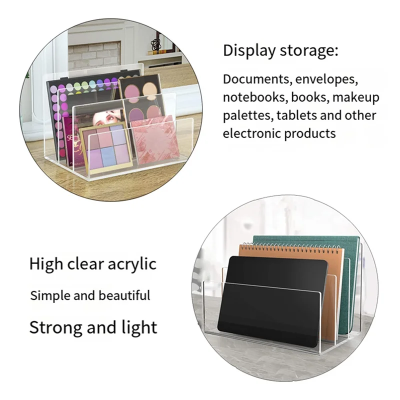 2025+ Clear Acrylic File Holder 3 Sections Vertical Desktop Organizer Office File Sorter Stand Rack for Documents Letter Book