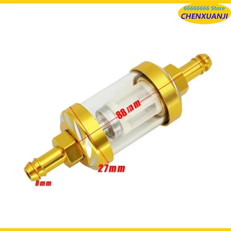 8mm CNC Aluminum Alloy Glass Motorcycle Gas Fuel Gasoline Oil Filter Moto Accessories for ATV Dirt Pit Bike Motocross Retrofit