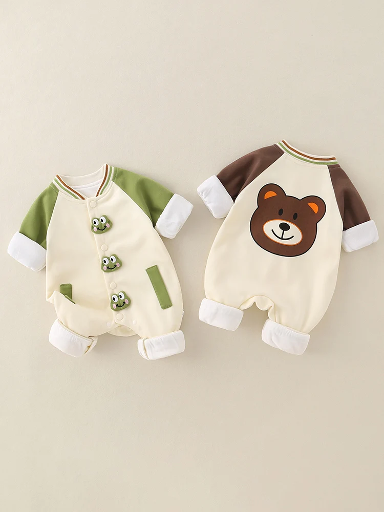 

Adorable Baby Rer Autumn Clothes Double Layer Long Sve Newborn Outfit Cartoon Design Spring Faion Babyall-Purpose Clo...