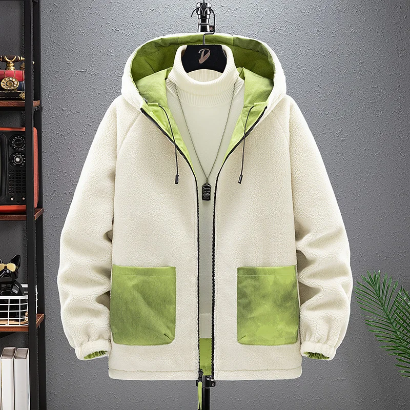 

Зимняя уличная велосипедная ветрозащитная дышащая теплая двусторонняя хлопковая одежда, модная и красивая мужская куртка из овечьей шерсти