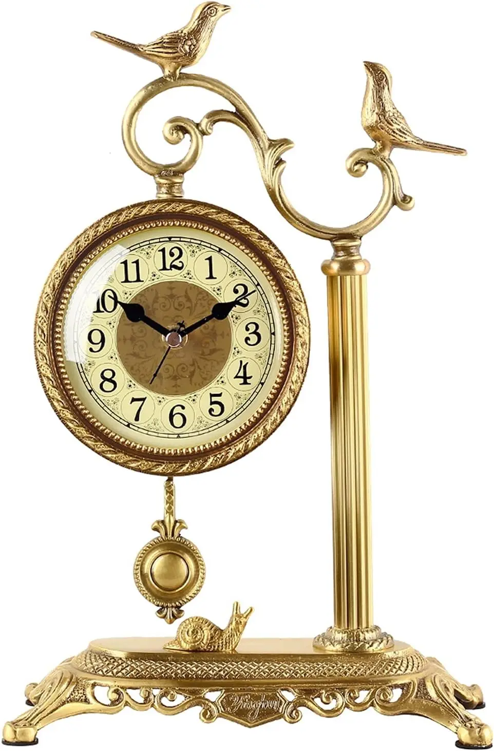 Grandfather Clocks European-Style Brass Ornaments Table Clock Living Room Home Retro Table Sitting Clock Decoration Atmosphere C