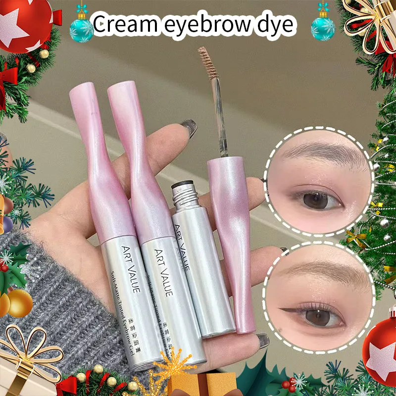 Teinture pour sourcils à brume douce pour femmes, petite tête de brosse imperméable et sans taches de maquillage, crème pour sourcils légère de style coréen, style de noël