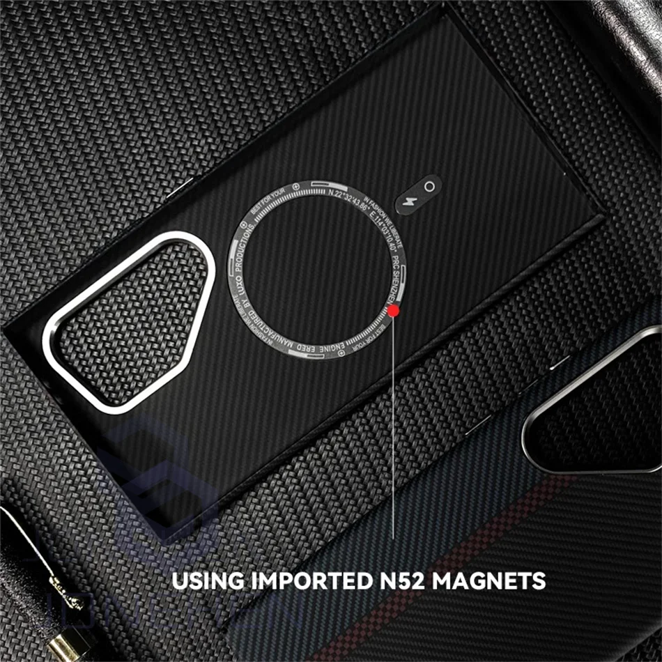 Carbon Fibre 3D Relief For MagSafe Case For Samsung Galaxy S24 Ultra S23 Plus Wireless Charge Hard PC Shockproof Magnetic Cover