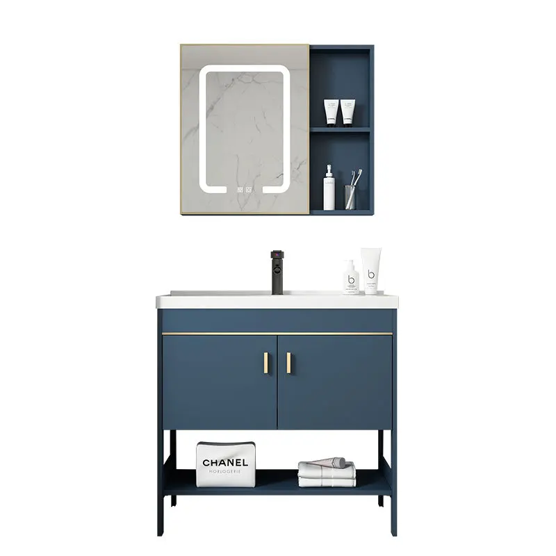

Floor-to-ceiling wash basin cabinet combination space aluminum bathroom wash basin small apartment