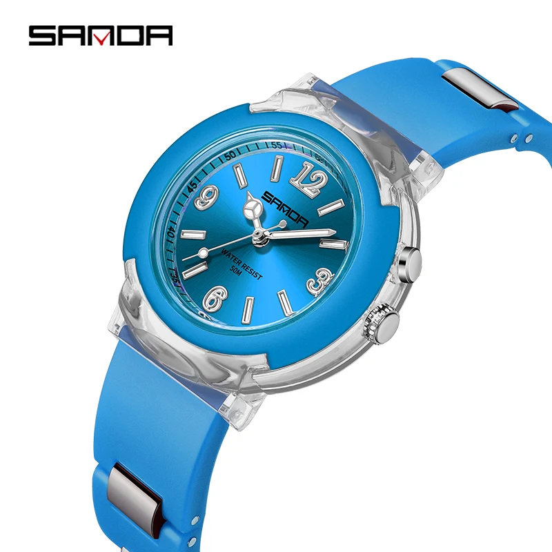 2023 New Sanda 6104 Watch Fashion Trend Outdoor Leisure Temperament Versatile for Girls Quartz Watch LED Light