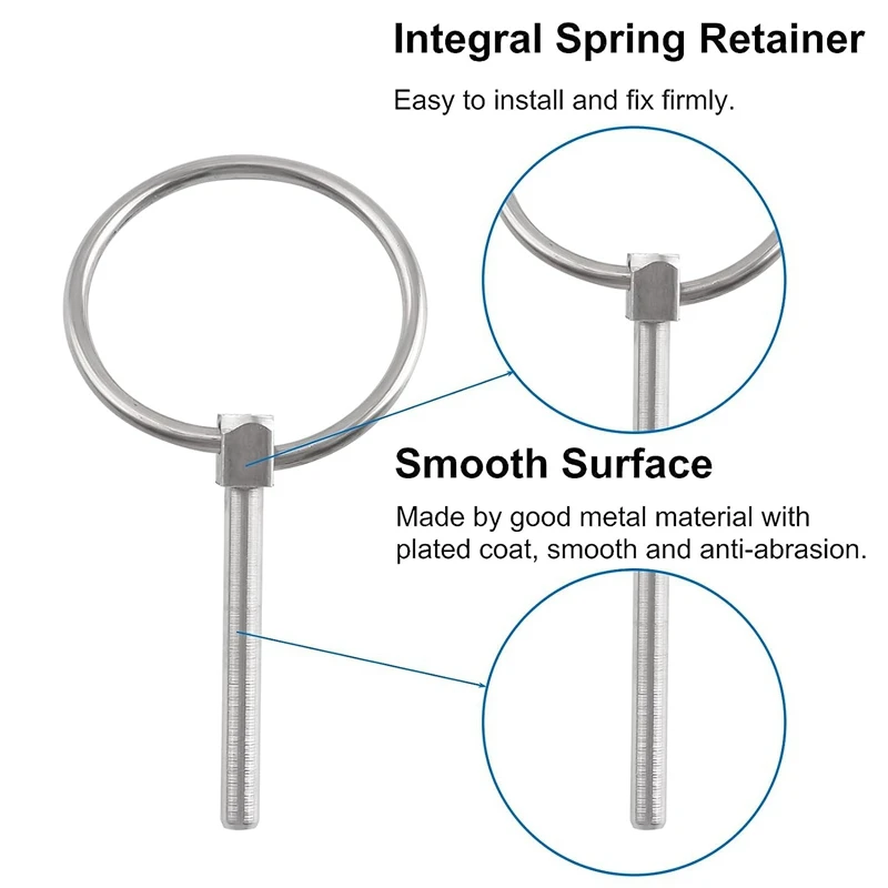 Kołek Lynch, 4 SZTUK Okrągłe kołki zabezpieczające ze stali nierdzewnej 316 o średnicy 4,5 mm Kołki ustalające kołki ustalające do przyczepy Łatwa instalacja