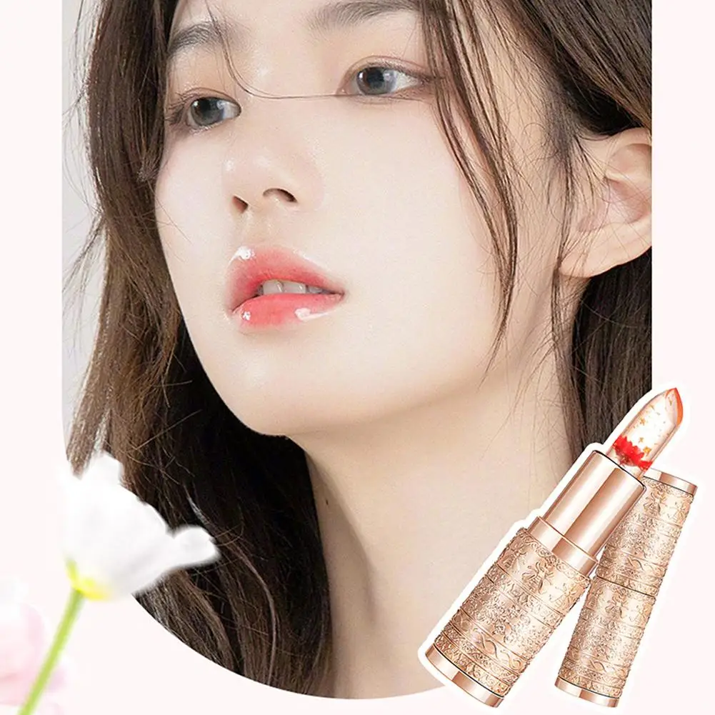 Long-lasting Moisturizing Lip Gloss Non-stick Cup Transparent Flower Magic Jelly Temperature Lipstick Change Color-changing K3t6