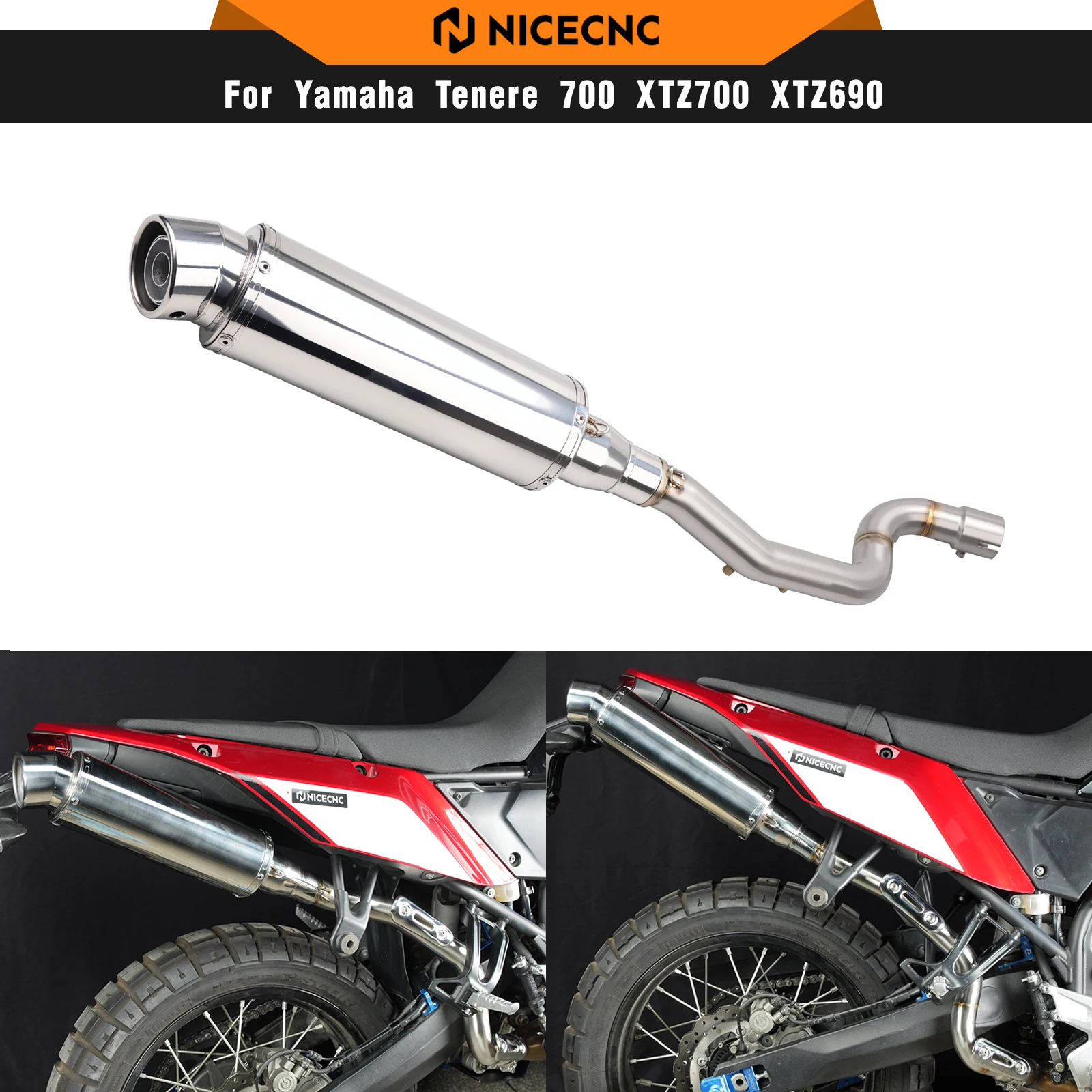 For Yamaha Tenere700 XTZ700 XTZ690 2019-2026 Exhaust Muffler High Exit Mid Pipe Rally Edition World Raid Explore Extreme Edition