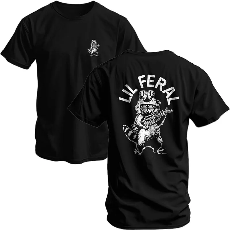 Herren-Grafik-T-Shirt – Lil Feral Raccoon – Athletic Fit Y2k Gym Tee Husband Neuheitsgeschenk Humor Lustige Fitness Streetwear-Kleidung – Detail 11