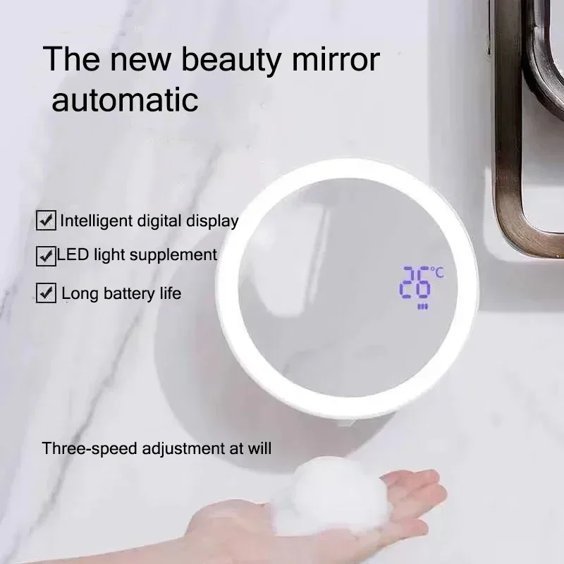 Automatic Foam Soap Dispenser Fill Light Dispenser Bottle with Cosmetic Mirror Wall-Mounted Hand Washing Machine For Bathroom