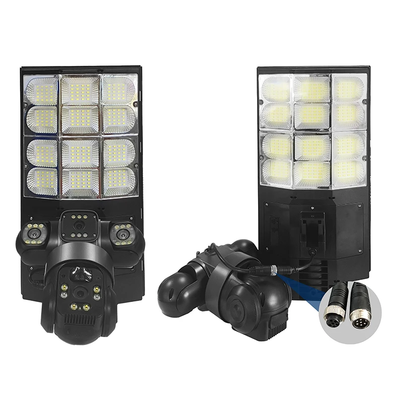 كاميرا Regis V380 Pro Solar Street Light CCTV 4G IP 12MP خارجية متعددة العدسات 3 شاشات PTZ ميكروفون مدمج للرؤية الليلية #5